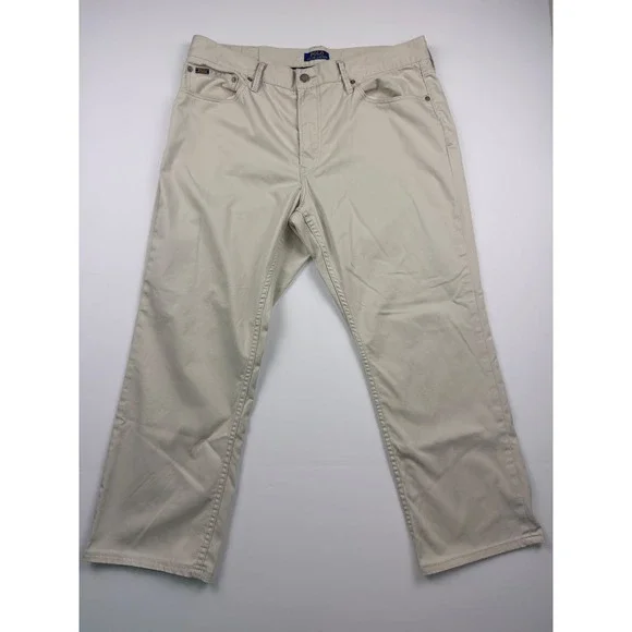 Polo Ralph Lauren Mens 36x26 Tan Stretch Straight Leg 5 Pocket Chino Pants Khaki