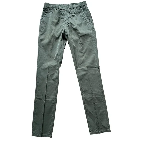 Suit Supply Porto Trousers Olive Green Cotton Size 30 X 34