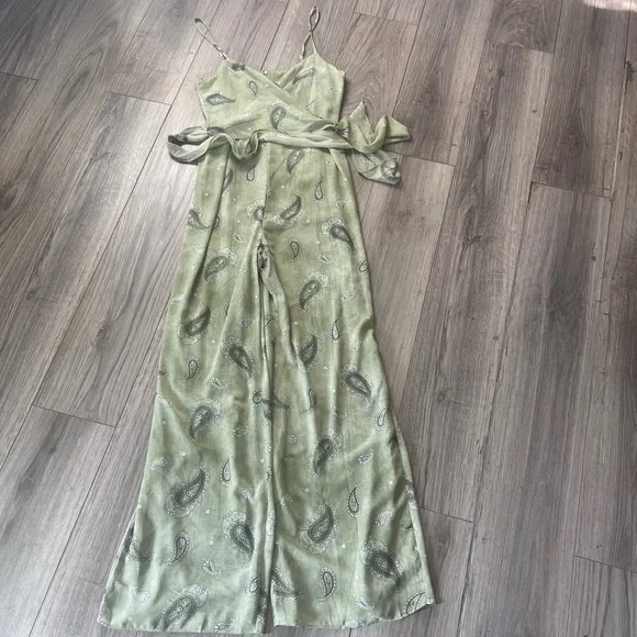 Michael Kors Green sleeveless paisley‎ print Jumpsuit NWT