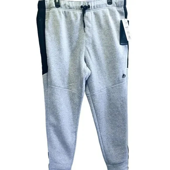 NWT RBX ACTIVEWEAR TAPERED LEG W/ZIPPER FLEECE LINED GRAY/BLACK JOGGER PANTS L