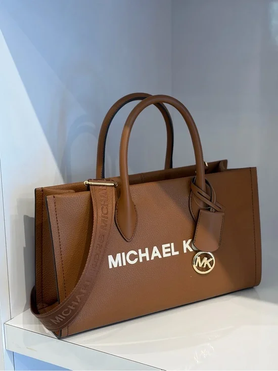 Michael Kors Leather Medium Mirella Satchel Tote Bag Luggage