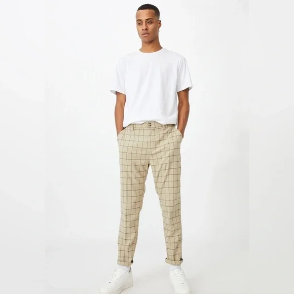 NWT - Cotton On Oxford Trousers in Beige Window - Size 28