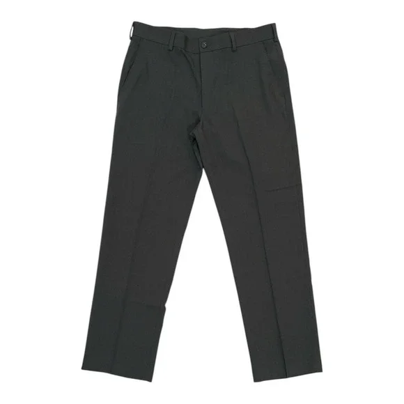 Van Heusen Mens Charcoal Gray Flat Front Dress Pants Trousers 32x30 Straight Leg