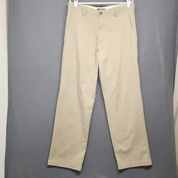 Dockers Classic Fit Khaki Pants Mens 34x32 Beige Flat Front Casual Chinos