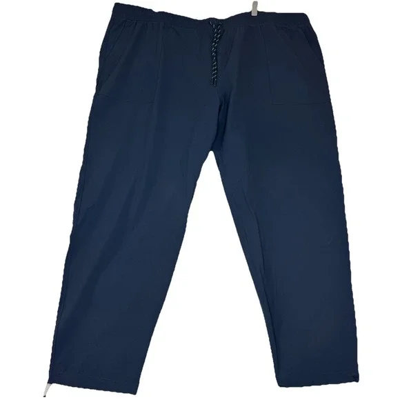 NEW Eddie Bauer Men's Pull On Trail Pants Sz 3XL Navy Drawstring Elastic Waist