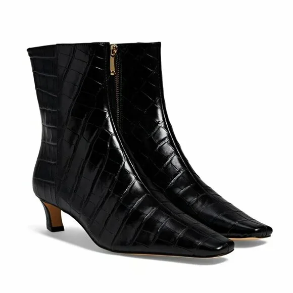 Michael Kors Women's Cosmo Croc-Embossed Booties Kitten Heel Size 6 (MSRP $175)