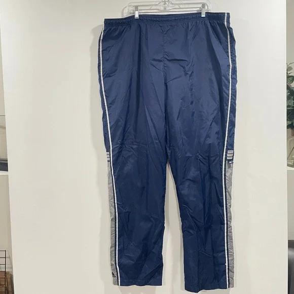 Vintage Adidas Mens 2XL Navy Blue Grey Windbreaker Track Pants 141659 AGC004