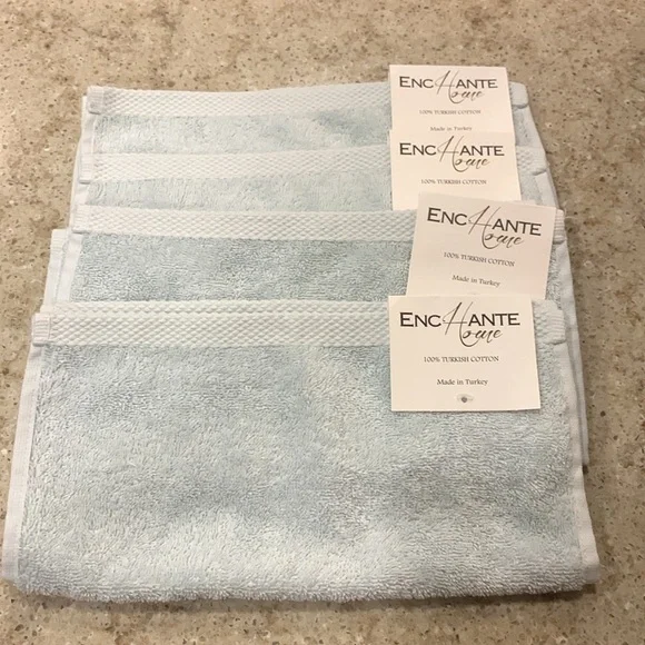 NWT ENCHANTED HOUSE 100% Turkish Cotton Wash Cloths - Waterfall- Set of 4