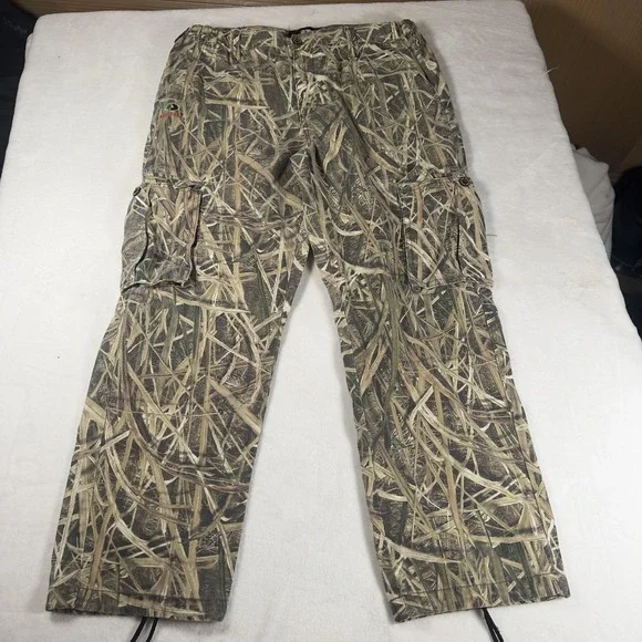 Mossy Oak Pants Mens‎ Large 30 Brown Camo Cargo Hunting Outdoor Drawstring Hem