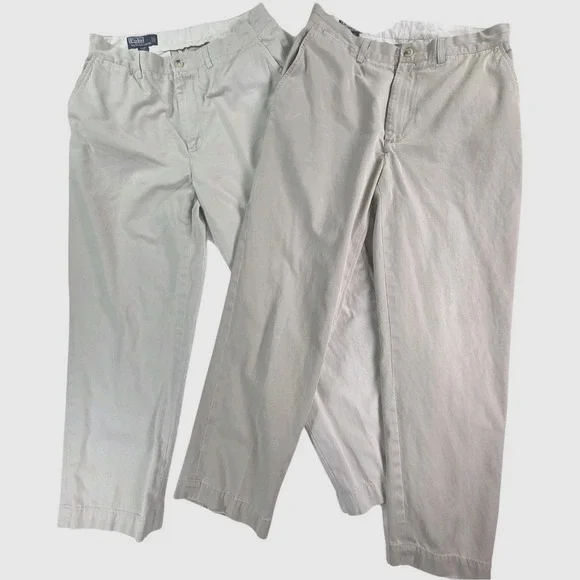 Polo Ralph Lauren 2- Prospect Pants Men's Sz 34×30 1-Tan & 1-Beige Chino Classic