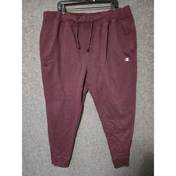 Vtg Champion Reverse Weave Jogger Sweatpants Maroon Men's 3XL GF01