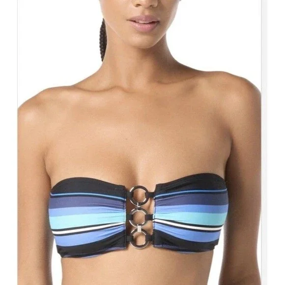 Michael Kors Women's Blue Bandeau Ring Bikini Top Size XS NWT $86