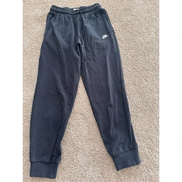 Nike Sweatpants Mens Small Black Fleece Joggers Swoosh Logo Sportswear Athletic