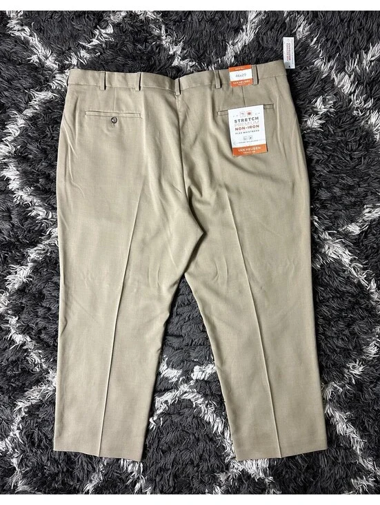 NWT Van Heusen Traveler Pants Mens Big & Tall 46x29 Stretch Non-Iron Khaki