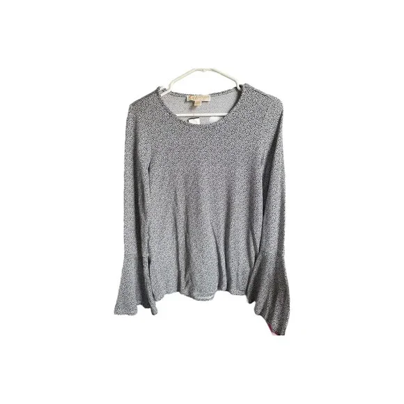 Michael Kors Womens Small Black Floral Fairy Grounge Long Bell Sleeve Boho Top