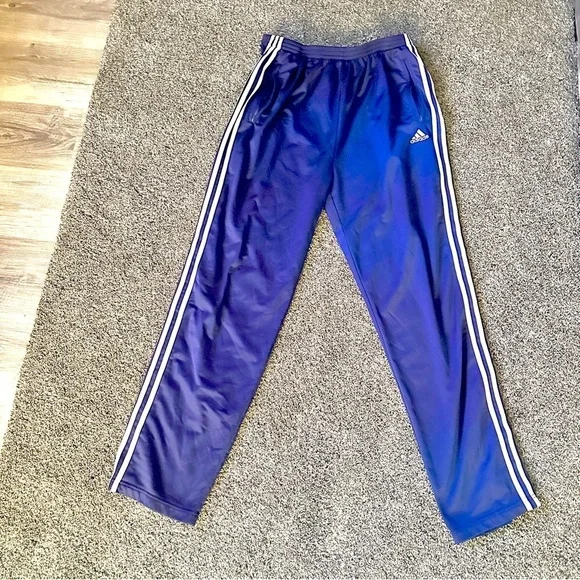 Vintage Adidas Mens Blue /White Stripe Basketball Joggers XXL Tear Away Warmups