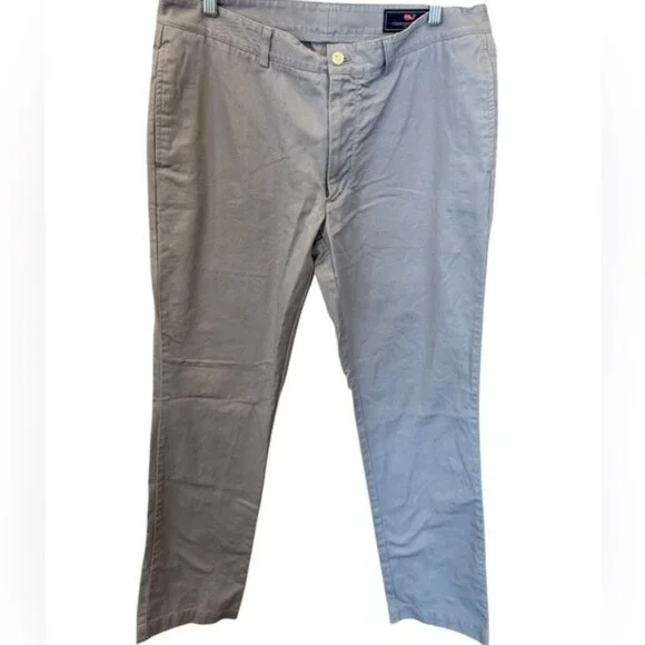 Vineyard Vines Slim Fit Club Pants Mens 34x34 Gray Cotton Twill Chinos