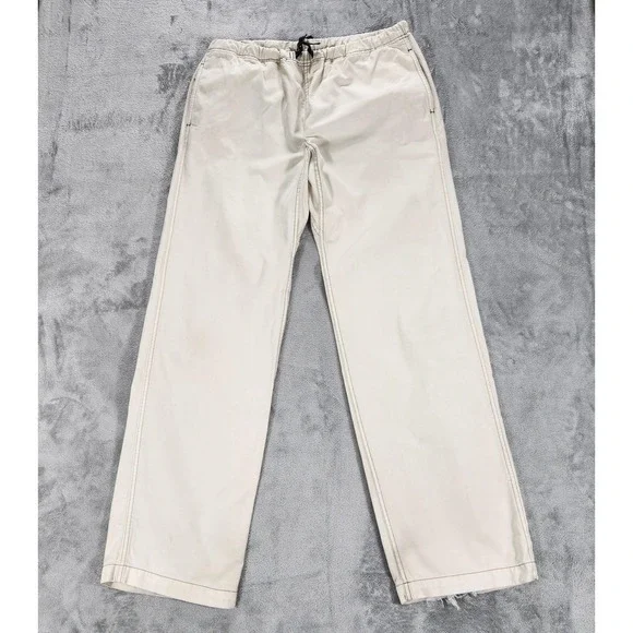 Gramicci‎ Pants Mens 32x34 Beige Elastic Waist Belted Chino Relaxed Fit