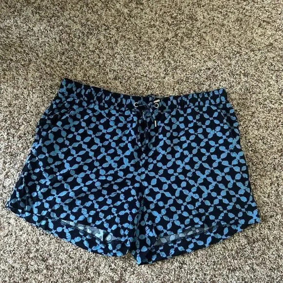 Michael Michael Kors Blue and Black Flowy Geometric Pattern Shorts
