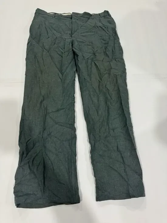 Vtg USA Made Size L Green Pleated High Waist Dress Mens Pants No Brand Textured