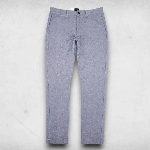 J Crew 484 Slim Fit Chino Pants Stretch Chambray Straight Leg Men 29x32 Blue