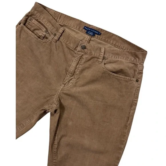 Ralph Lauren VTG Corduroy Pants Men 31x30 Tan Slim Straight Stretch Tan 5-Pocket