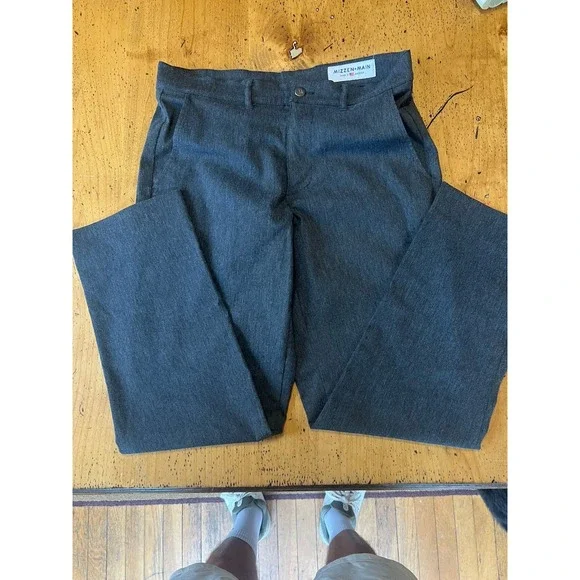 Mizzen Main Pants Mens 30x28 Gray Chino Straight Performance‎ Flat Front