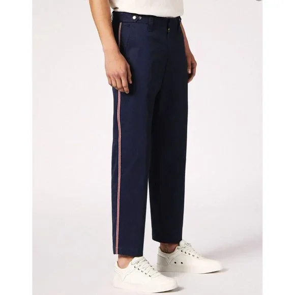 $178 Diesel Men's Slim P-Tucs Tape Trousers Peacoat Blue Jeans Size 29