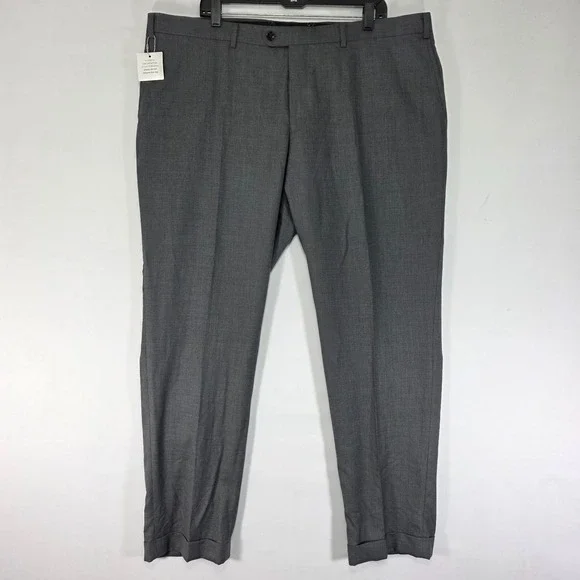 Indochino Men's Dress Pant Trousers Flat Front Gray Soft Wool Cashmere 40x33