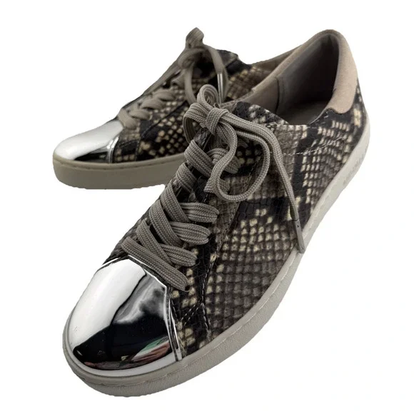 Michael Kors Frankie Snakeskin Silver Leather Shoes Women‎ Size 5 NWB