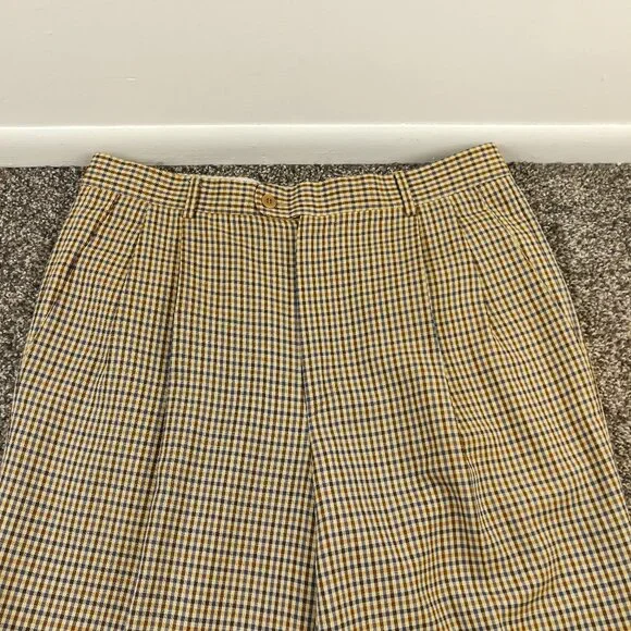 Zanella Dress Pants Wool Bennett Pleated Checked 34x30
