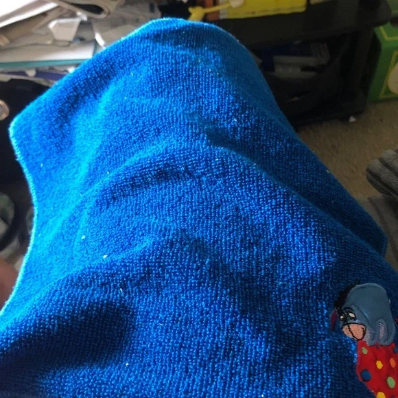 Bright Blue Plush with Cartoon Patch wash cloth