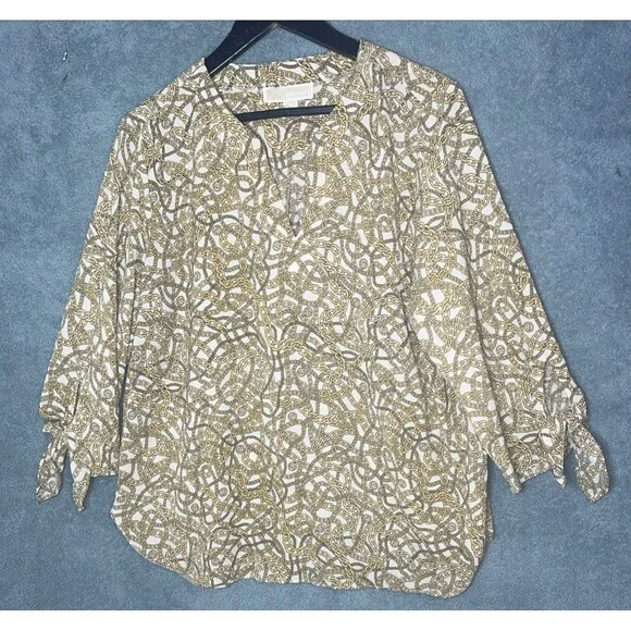Michael Kors Womens‎ Top XL Gold Chain Work Career Professional Office Casual
