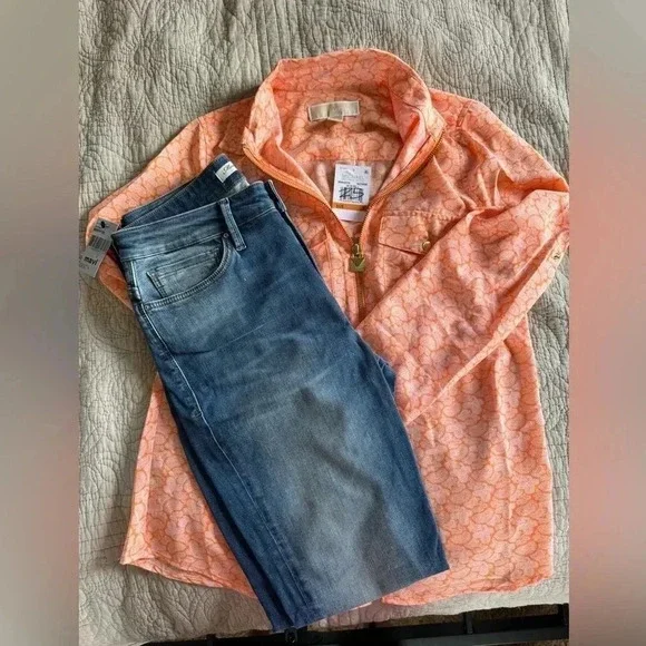 Women’s NWT Sz Sm Michael Kors Blouse and size 27 Mavi Straight Leg Jeans‎