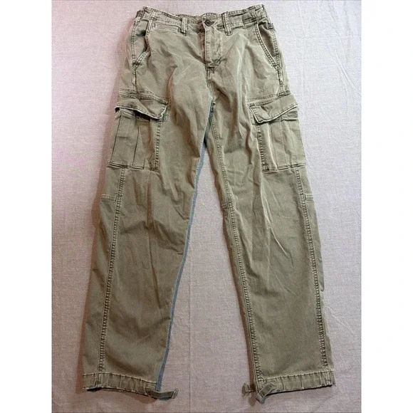 American Eagle Pants Mens 28x30 Slim Lived In Cargo Green Chino Flex Twill