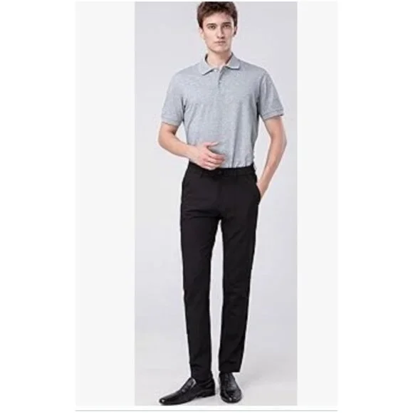 Plaid & Plain Mens Slim Fit Black Dress Pants 29W X 30L Career Work Wedding Date