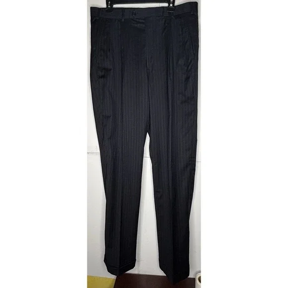 Brooks Brothers 1818 Madison Wool Blue Pinstripe Dress Pants Mens 40x34 Pleated