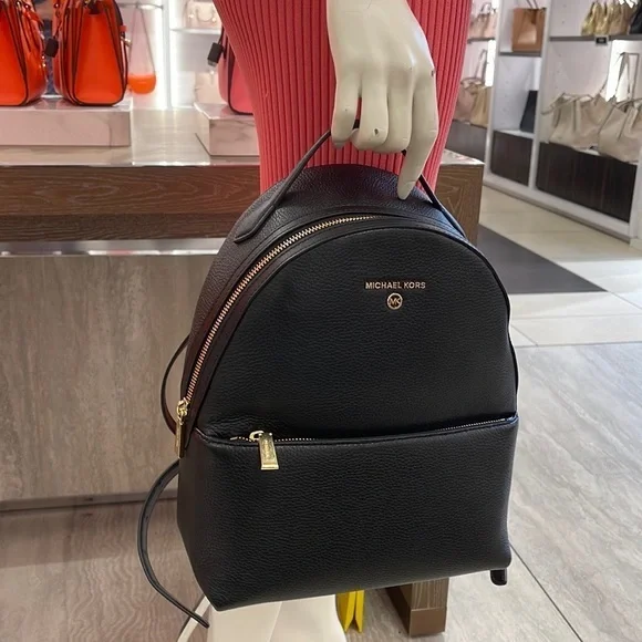 Michael Kors Womens Valerie Medium Logo Backpack 30F2G9VB2B  Black NWT