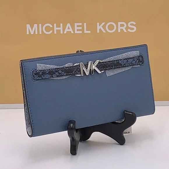 Michael Kors Reed Large Snap Bifold Wallet Denim Color