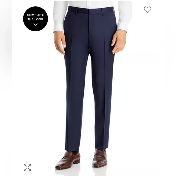 Hugo Boss Dark Blue Genius 5 100% virgin wool raw hem dress Pants NWT 44L