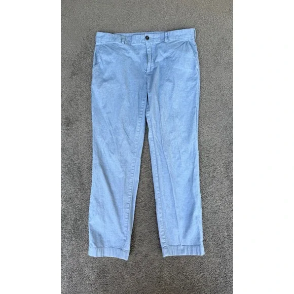 Brooks Brothers Red Fleece Mens Blue Chino Pants W36 L30 Slim Fit Cotton Blend