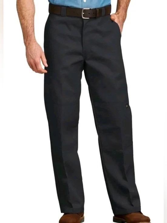 NEW Dickies Men's Double Knee Work Pants Loose Fit Cell Phone Pocket Black 48x32