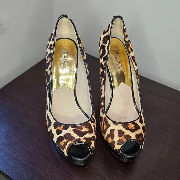MICHAEL KORS Ionna Pump Leopard Cheetah print‎ haircalf 10M ORIG $125  MK shoe
