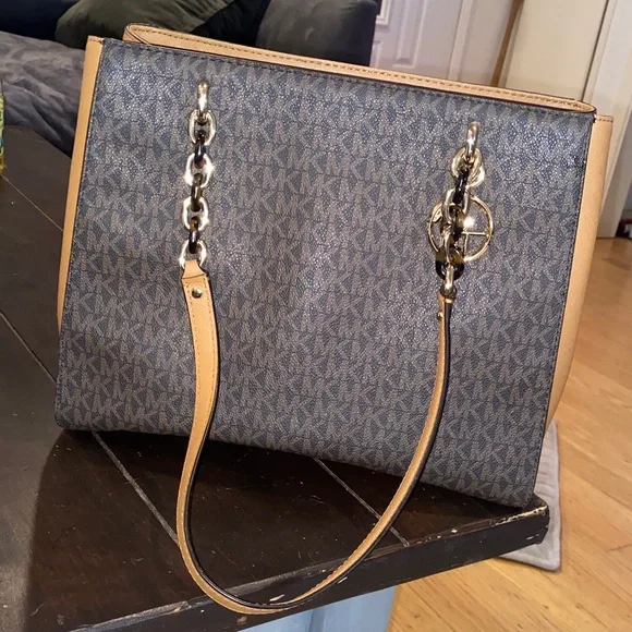 Michael Kors Brown‎ and Tan Monogram Shoulder Bag