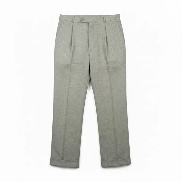 Brooks Brothers Mens 40R Tan Beige 100% Linen Pleated Cuffed Dress Pants