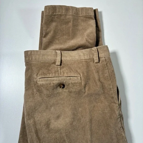 L.L.Bean Corduroy Pants 44x28 Brown Classic Fit Stretch Country Thick 90s