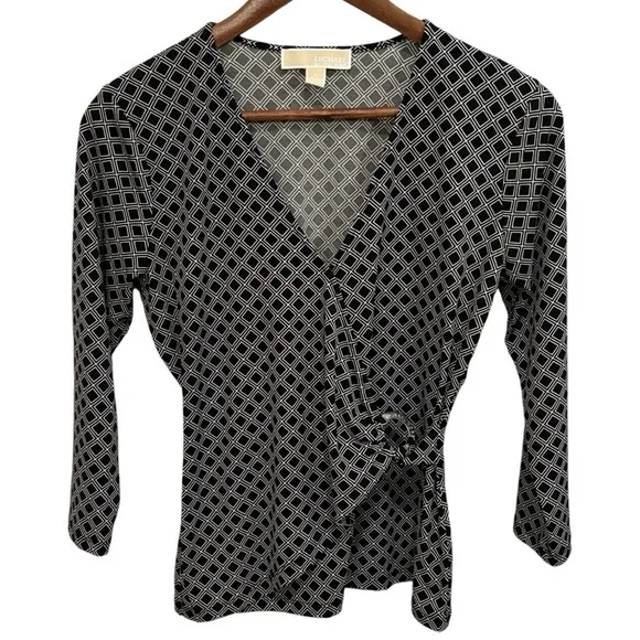 Michael Kors Faux Wrap V-Neck Woman’s Blouse Sz Small