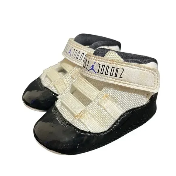 Nike Air Jordan 11 Retro Toddler Concord Sz‎ 2C 378049-100 White Shoes Crib Boot