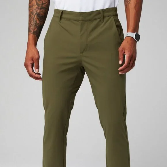 Fabletics The Don Trouser, Slim Fit, Utility Green, 33WX30L, EUC