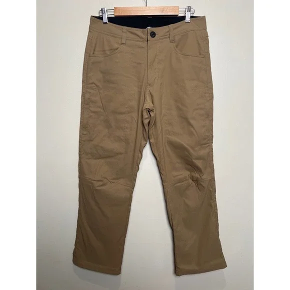 Orvis Men's Fleece Lined Tech Pants 32x30 Tan Cargo Pockets Outdoor Hiking EUC
